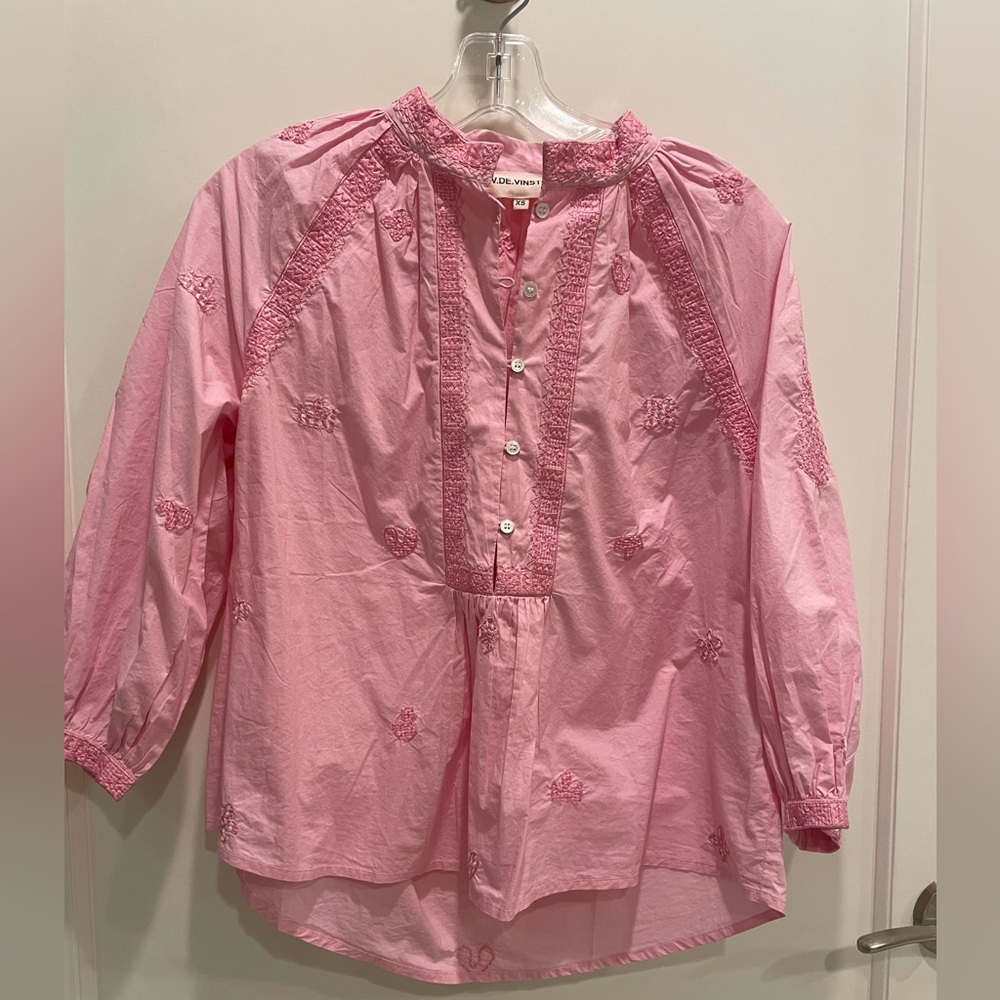 Pink embroidered top